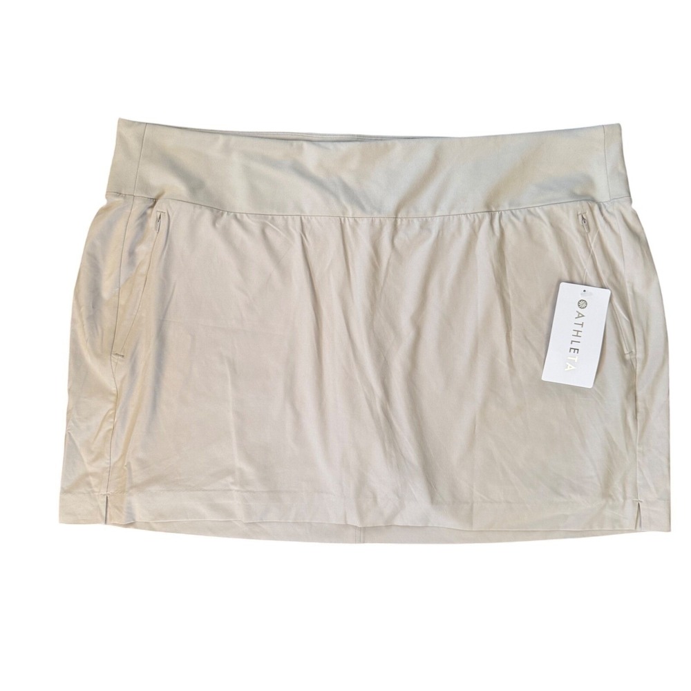 ATHLETA Soho Skort 24 Beige Athletic Golf Tennis Skirt Built-In Shorts New